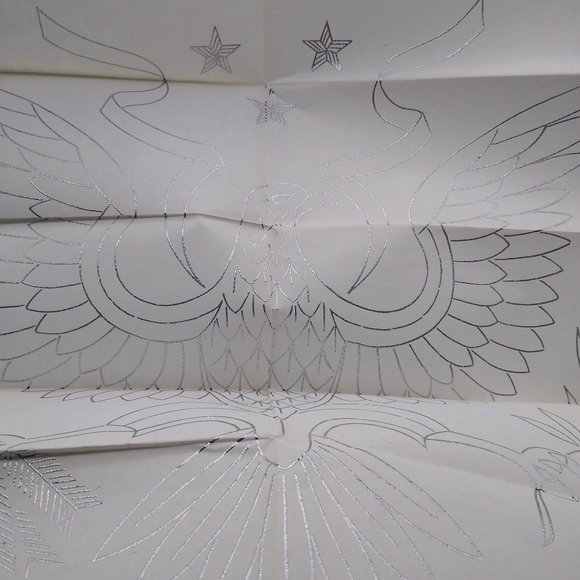Large Vintage American Eagle Patriotic Iron On Transfer 2791 Metallic Silver - Picture 6 of 6